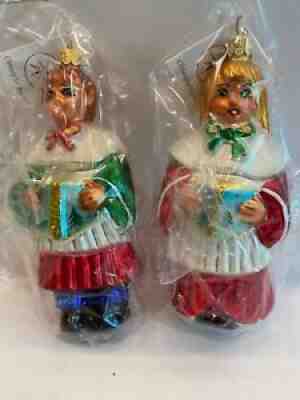 Christopher Radko Ornament Set, Choir Boy and Girl, with Tags and Still in Bags