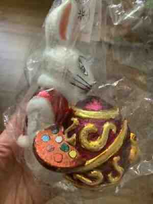 Rare NWT 1996 Christopher Radko Christmas Ornament White Roy Rabbit Bunny #5C