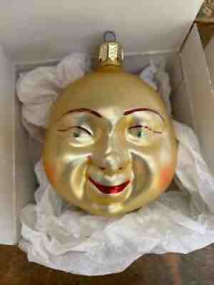 Christopher Radko CHEERFUL smiling SUN Â 3 1/2â? Glass Ornament YellowÂ 