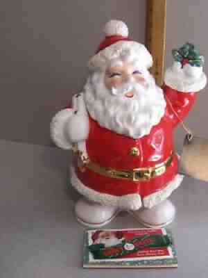 Retired Christopher Radko Holly Jolly Santa Deluxe Cookie Jar Shiny Brite in Box