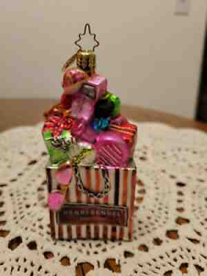 Prototype Henri Bendel New York Gift Box Glass Ornament By Christopher Radko