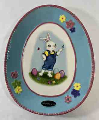RADKO 2012 Celebrations Egg Shaped Easter Plate Handcrafted Rare HTF Boy Bunny