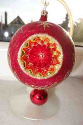 Christopher Radko ICE BALL BEAUTY RED BALL REFLECTOR ORNAMENT HTF