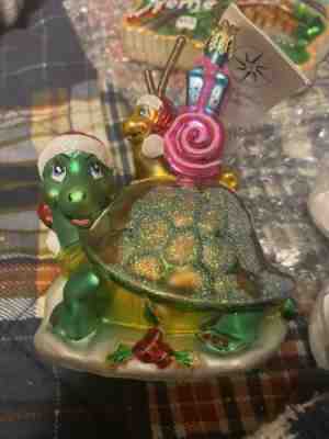 Christopher Radko Turtle with Snail â??Turtle Expressâ? New w/tag 2001 retired