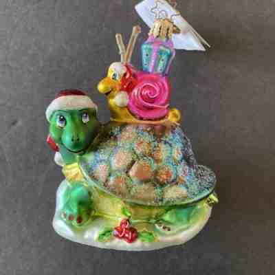 CHRISTOPHER RADKO â??Turtle Expressâ? 2002 CHRISTMAS ORNAMENT W/tag