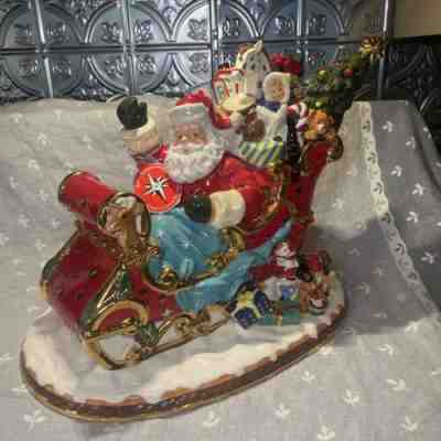 XRare Christopher Radko 20th Anniv. Santa In Sleigh Centerpiece Cookie Jar