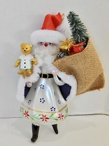 Radko Christmas Ornament Santa w Teddy Bear Toy Sack Italian