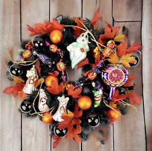 Christopher RADKO HALLOWEEN Ornament Wreath Boo Brothers Witch Bats Garland RARE