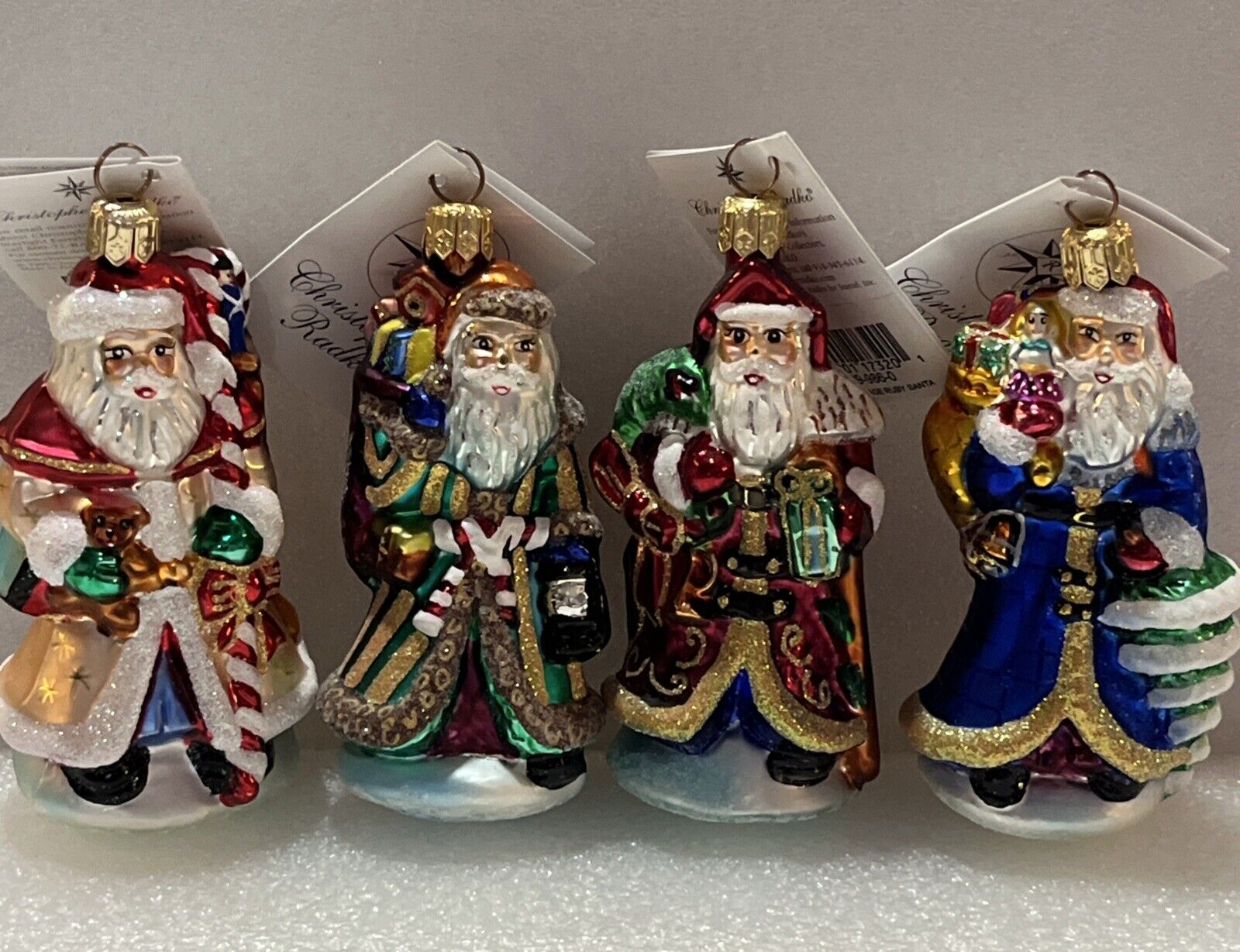 Christopher Radko Retired 1999 Petite Vintage Santa Emerald Pearl Ruby Sapphire