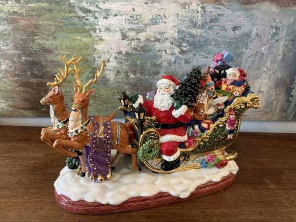Christopher Radko Sleighful Of Joy Santa Claus Centerpiece Cookie Jar VTG RARE
