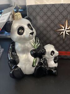 Christopher Radko Smithsonian Panda Love Blown shops Glass Ornament