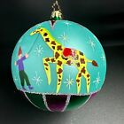 2003 Christopher Radko Circus de Noel Blue Ball with Giraffe 1010672B