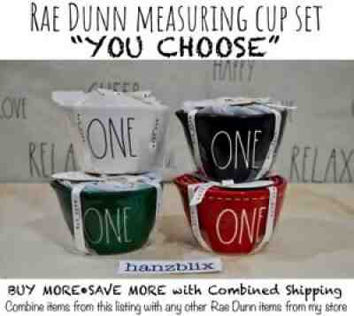 Rae Dunn Measuring Cup Set Black White Red ONE HALF THIRD QUARTER "U CHOOSE"'19