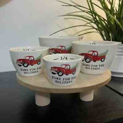 Rae Dunn Red Truck Measuring Cup Set Home For The Holidays VHTF