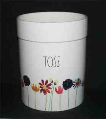 Rae Dunn TOSS Ceramic spring outlets or summer floral trashcan