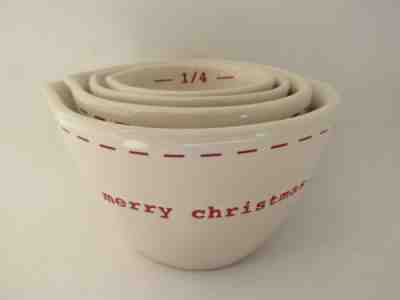 Rae Dunn by Magenta "Merry Christmas" Cream-Red Ceramic Measuring Cups