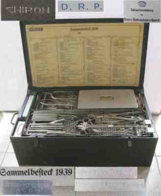 WWII 1939 GERMAN LARGE MEDICAL SURGICAL TOOLS SET CHIRON SAMMELBESTECK XTR RARE