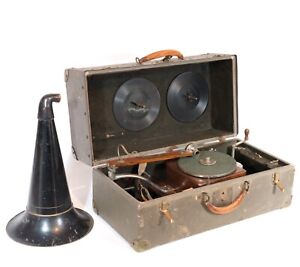 1890's Berliner Trademark Gramophone In Rare Original Exhibitor's Travel Case