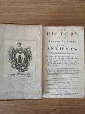 History Of Arts & Science 1737 1st Antique Illustrated Music rare Book leather