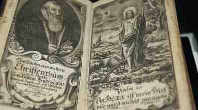 Rare Antique German Religious Book printed in 1712 Intact Signature Bible