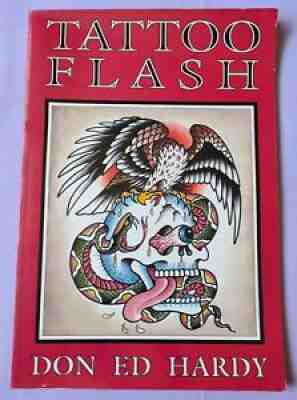 Don Ed Hardy TATTOO FLASH book 1990 RARE collectable COMPLETE large 41cm VTG