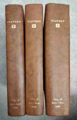 Rare Playboy Hardcover bound Vol. 15 1968 -3 Book Set!