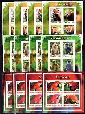 A8 12x Animals/Red Panda Monkey Parrots Private Issue Imperf