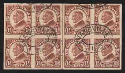 U.S. 576 USED 1.5 CENT HARDING CENTERLINE BLOCK OF 8