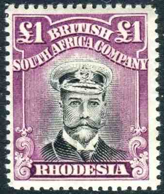 RHODESIA-1922-4 £1 Black & Magenta superb unmounted mint with Cert Sg 322