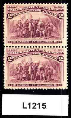 SCOTT # 231  -  PAIR OF TWO CENT LANDING OF COLUMBUS STAMPS  - OG  - NH - MINT  