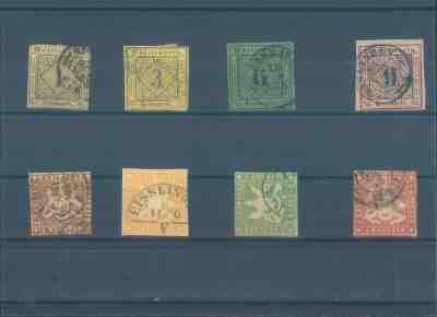 GERMANY Wurttemberg 1851-1858 used stamps (CV $625 EUR542)