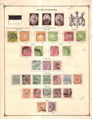 Wurttemberg Collection from Great 1840-1940 Scott Intern Album 