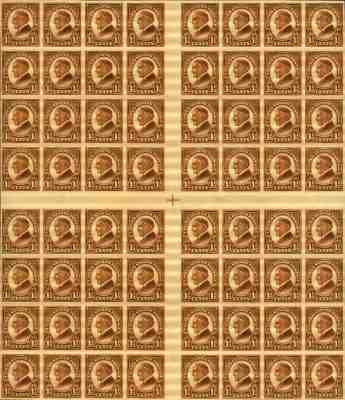 US #631 1.5c Harding Sheet MNH Imperf RARE PB64 (CV $700 for PB4) 