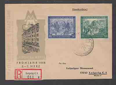 Germany Allied Occupation Sc 582 - 583 Leipziger Messe 1948 on Registered FDC