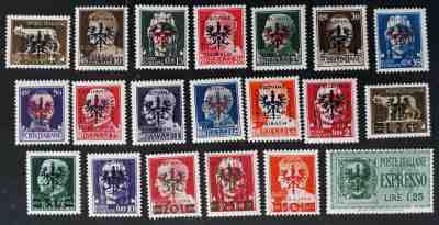 RARE 1944 Slovenia (German Occupation) lot of 20 Italian stamps Laibach O/Ps MUH