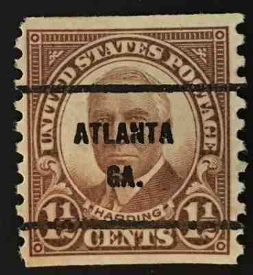 Atlanta, Georgia Precancel – 1.5 cents Harding coil (U.S. #686) GA 