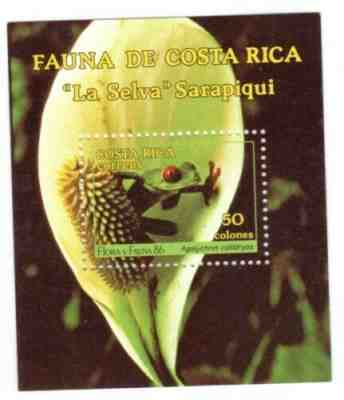 Costa Rica Scott 385nFrog Souvenir Sheet RARE CV$60 AMC