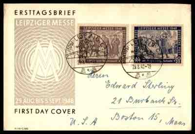 GERMANY LEIPZIGER MESSE COMBO 1948 CACHET ON SEALED FDC