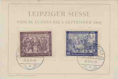 640) DR - DEUTSCHE POST 1948 - LEIPZIGER MESSE 1948 ON SPECIAL CARD + POSTMARK