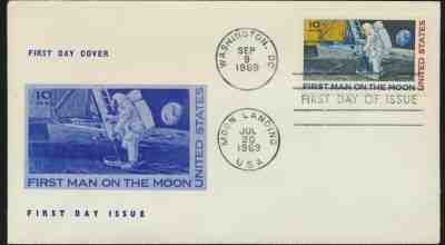 first man on the moon stamp first day of issue value