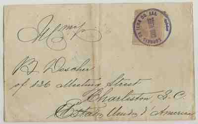  Rare - Cabo Verde, Portugal Colonial Cover To Charleston USA 1886 Folded Letter