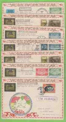 China - USA 1937 Collection of seven Trans-Pacific Flight Covers - SCARCE