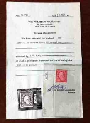 SCOTT 539 STAMP MINT 2 CENT STAMP CARMINE ROSE 1919-1921 WASHINGTON W/CERT RARE!