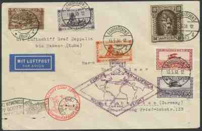 Zeppelin Flight Cover | Saar 1930 (Oct 28-31) Pernambuco - Havana | Sieger 57