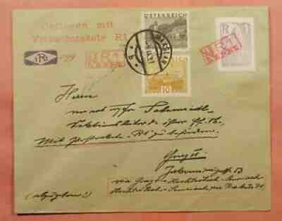 1931 AUSTRIA FLOWN ROCKET MAIL COVER VARIETY EZ# 10C1a * EX AL BARNES