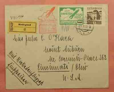 1932 AUSTRIA ROCKET MAIL COVER VARIETY ONLY 1 TO USA EZ# 14C1 *EX AL BARNES