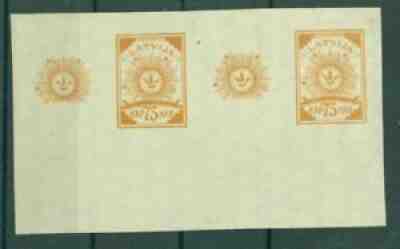 LATVIA ARCHIVE ORANGE COLOR TEST PROOF Mi.23P 75kap. PAIR+ 1919 Wz.HONEYCOMB