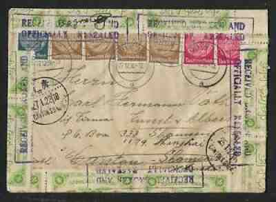 CHINA INCOMING MAIL FROM GERMANY OFFICIALY SEALED COVER 1937 SCARCE