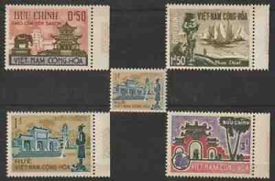 1964 South Vietnam Stamps Temple, Saigon Sc # 247 - 250 & 250A Coil MNH