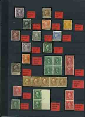 US Mint NH 1913-34 Wash Franklin Perf 10 & 11 issues w/ $1 #478 Cat $26,000